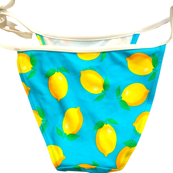 69 Slam Swim Lemon Print 2 Piece Set Bikini Triangle 3 Way Self-Tie Top/Bottom - Picture 9 of 10